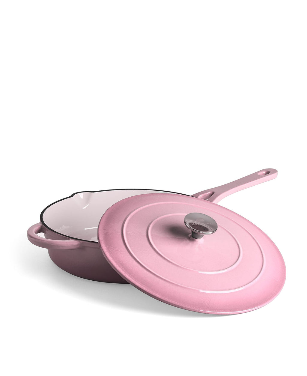 Faitout bas en fonte avec couvercle 28 cm de diamètre Rose Rétro