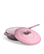 Faitout bas en fonte avec couvercle 28 cm de diamètre Rose Rétro