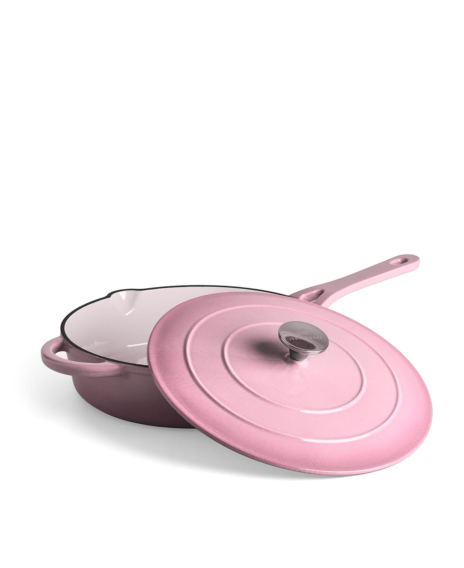 Faitout bas en fonte avec couvercle 28 cm de diamètre Rose Rétro