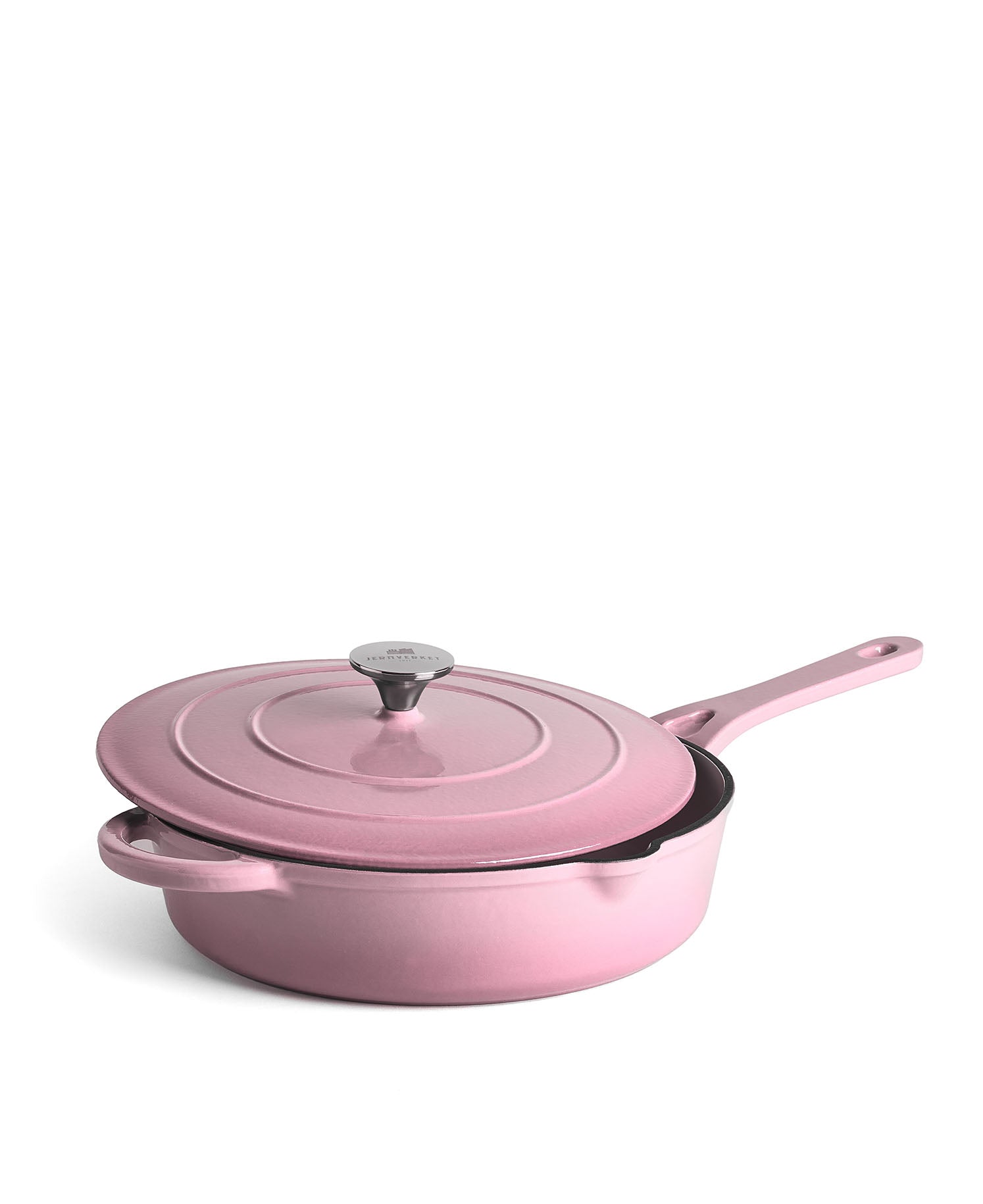 Faitout bas en fonte avec couvercle 28 cm de diamètre Rose Rétro
