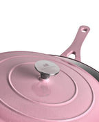 Faitout bas en fonte avec couvercle 28 cm de diamètre Rose Rétro