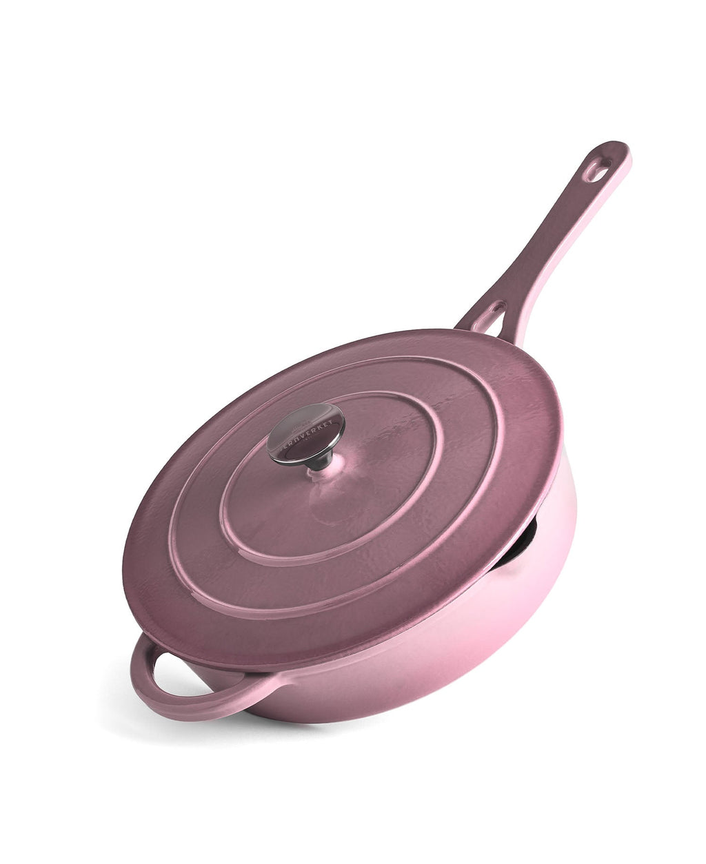 Faitout bas en fonte avec couvercle 28 cm de diamètre Rose Rétro