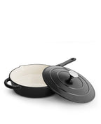 Cocotte basse en fonte avec couvercle 28 cm de diamètre Noir mat