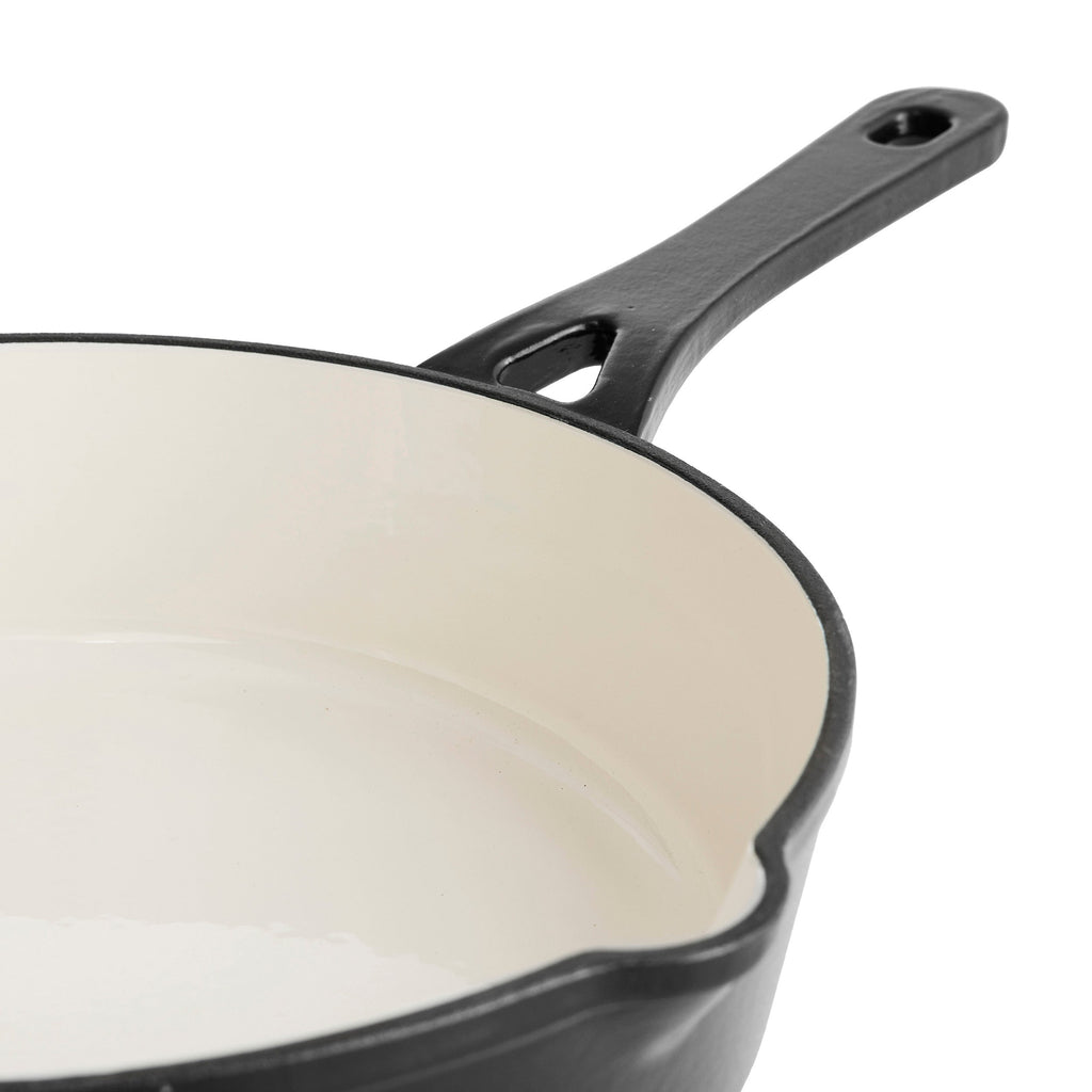 Cocotte basse en fonte avec couvercle 28 cm de diamètre Noir mat