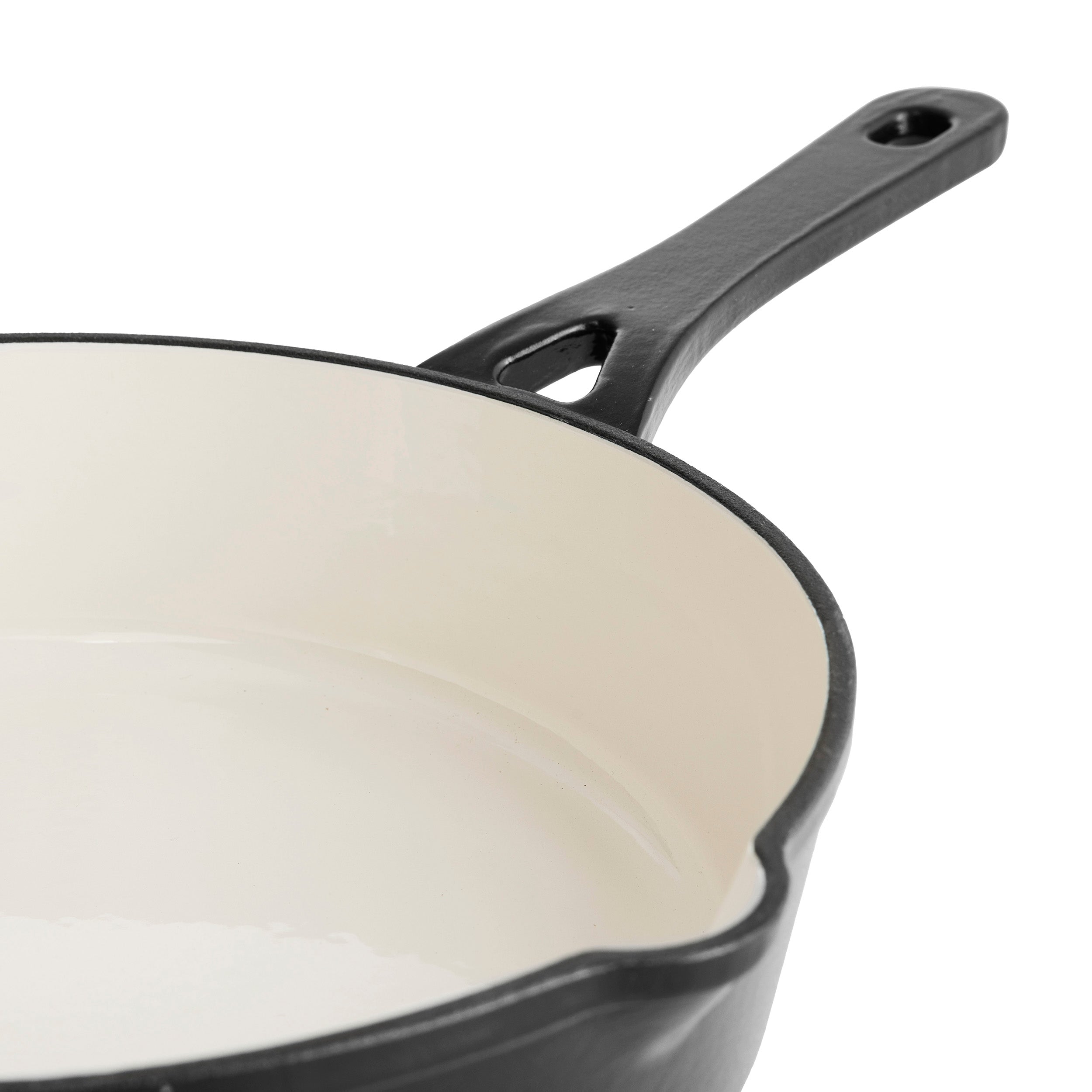 Cocotte basse en fonte avec couvercle 28 cm de diamètre Noir mat