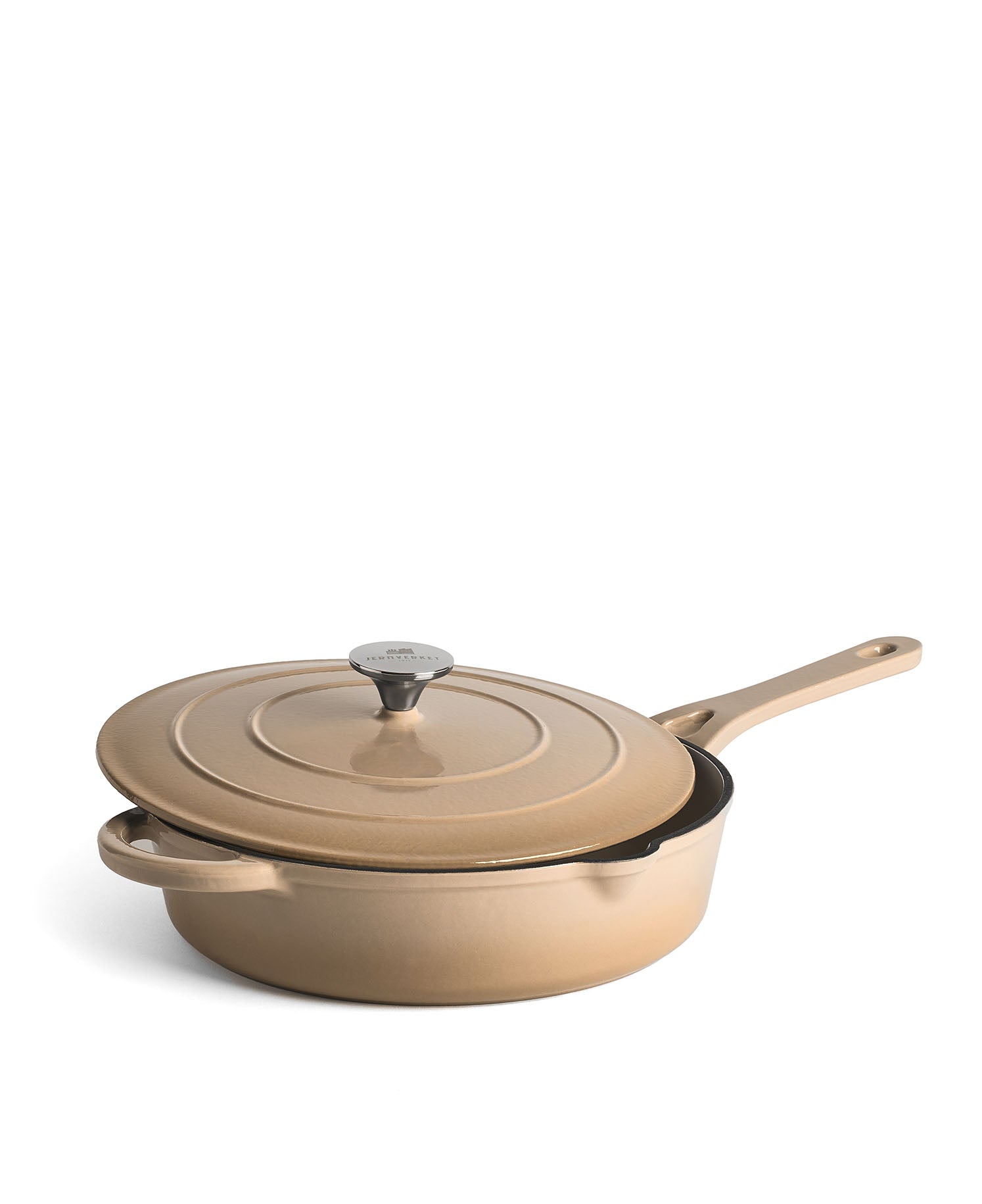 Cocotte basse en fonte avec couvercle 28 cm de diamètre Crème