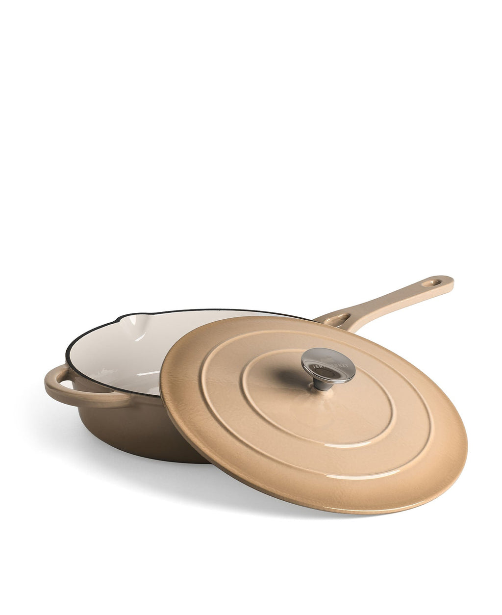 Cocotte basse en fonte avec couvercle 28 cm de diamètre Crème