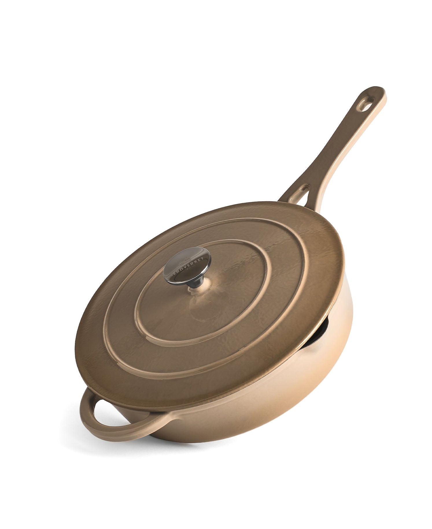 Cocotte basse en fonte avec couvercle 28 cm de diamètre Crème
