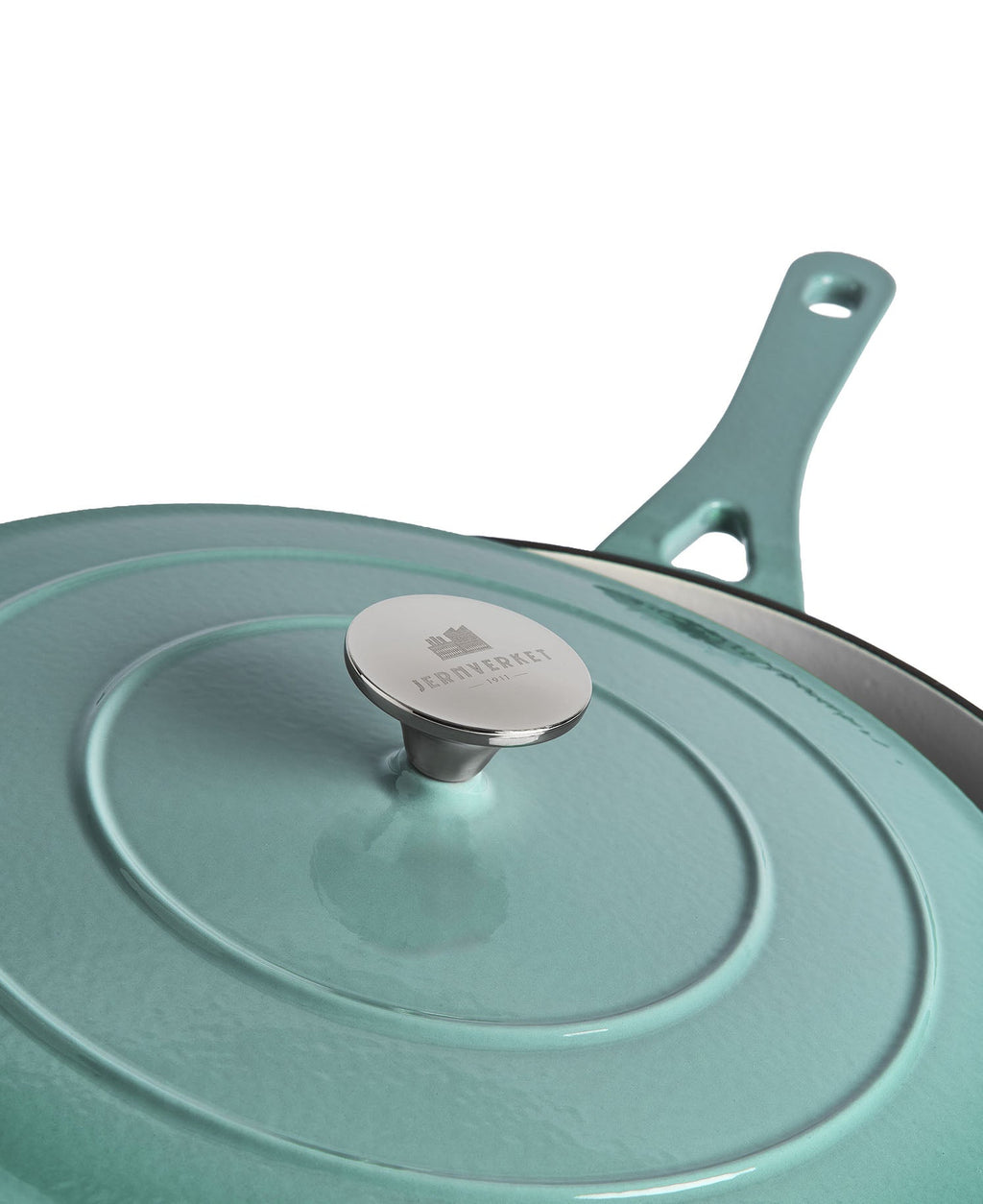 Cocotte en fonte avec couvercle, 28 cm de diamètre, Vert Rétro
