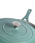 Cocotte en fonte avec couvercle, 28 cm de diamètre, Vert Rétro