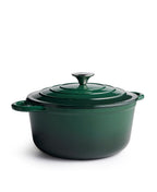Cocotte en fonte avec couvercle, 4,2 litres, 24 cm de diamètre, vert foncé