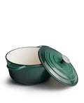 Cocotte en fonte avec couvercle, 4,2 litres, 24 cm de diamètre, vert foncé