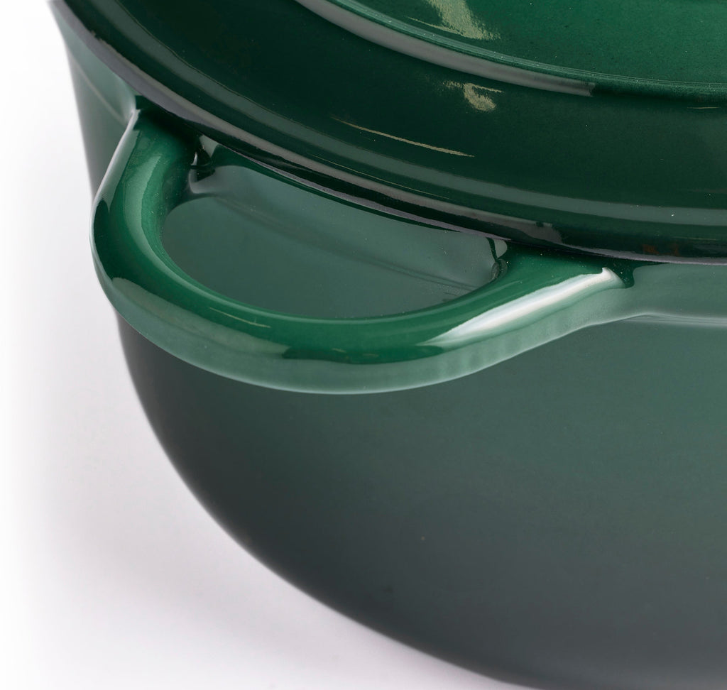 Cocotte en fonte avec couvercle, 4,2 litres, 24 cm de diamètre, vert foncé