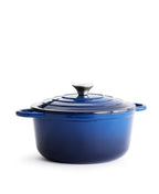Marmite en fonte avec couvercle, 4,2 litres, 24 cm de diamètre, Bleu Brise