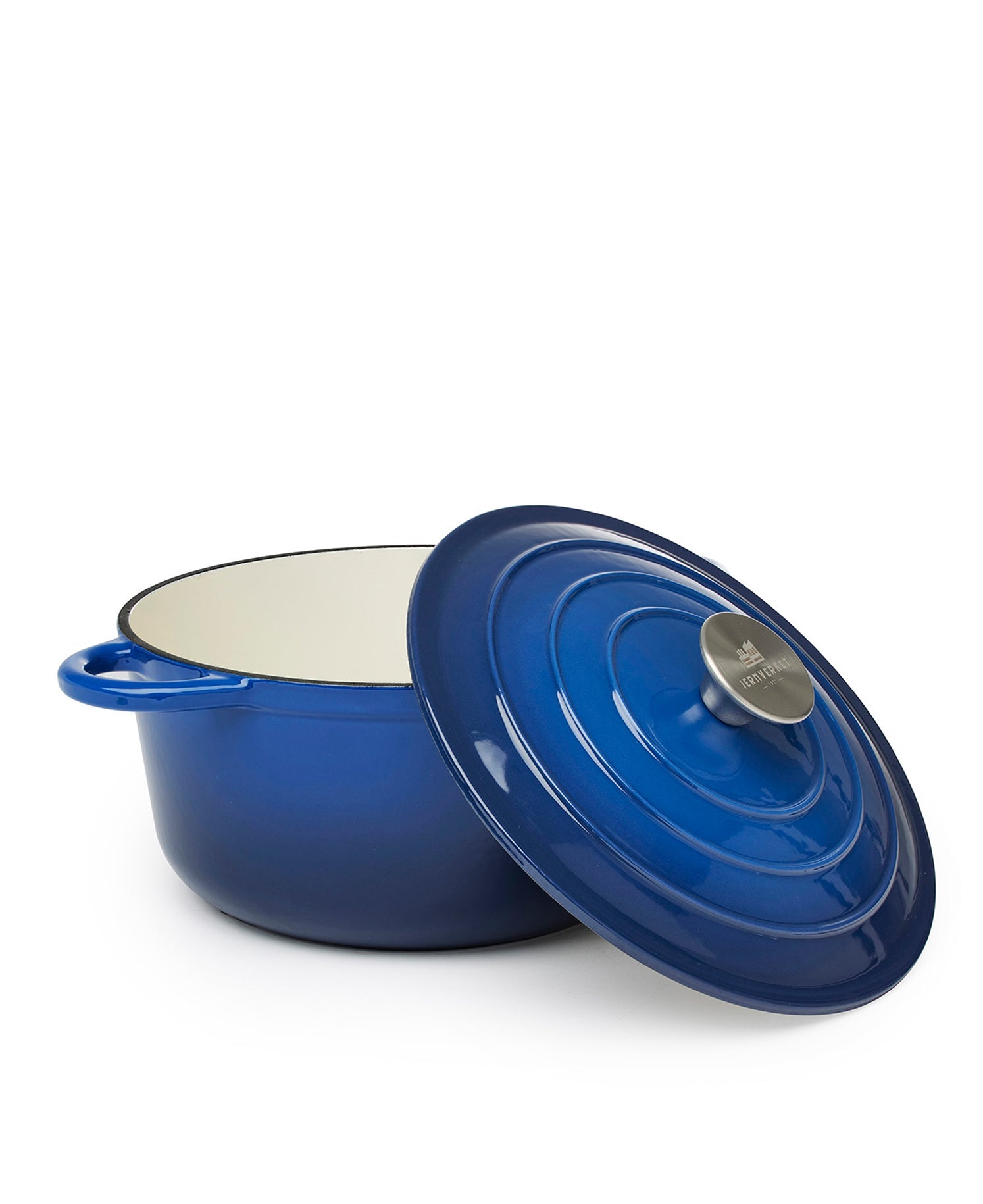 Marmite en fonte avec couvercle, 4,2 litres, 24 cm de diamètre, Bleu Brise