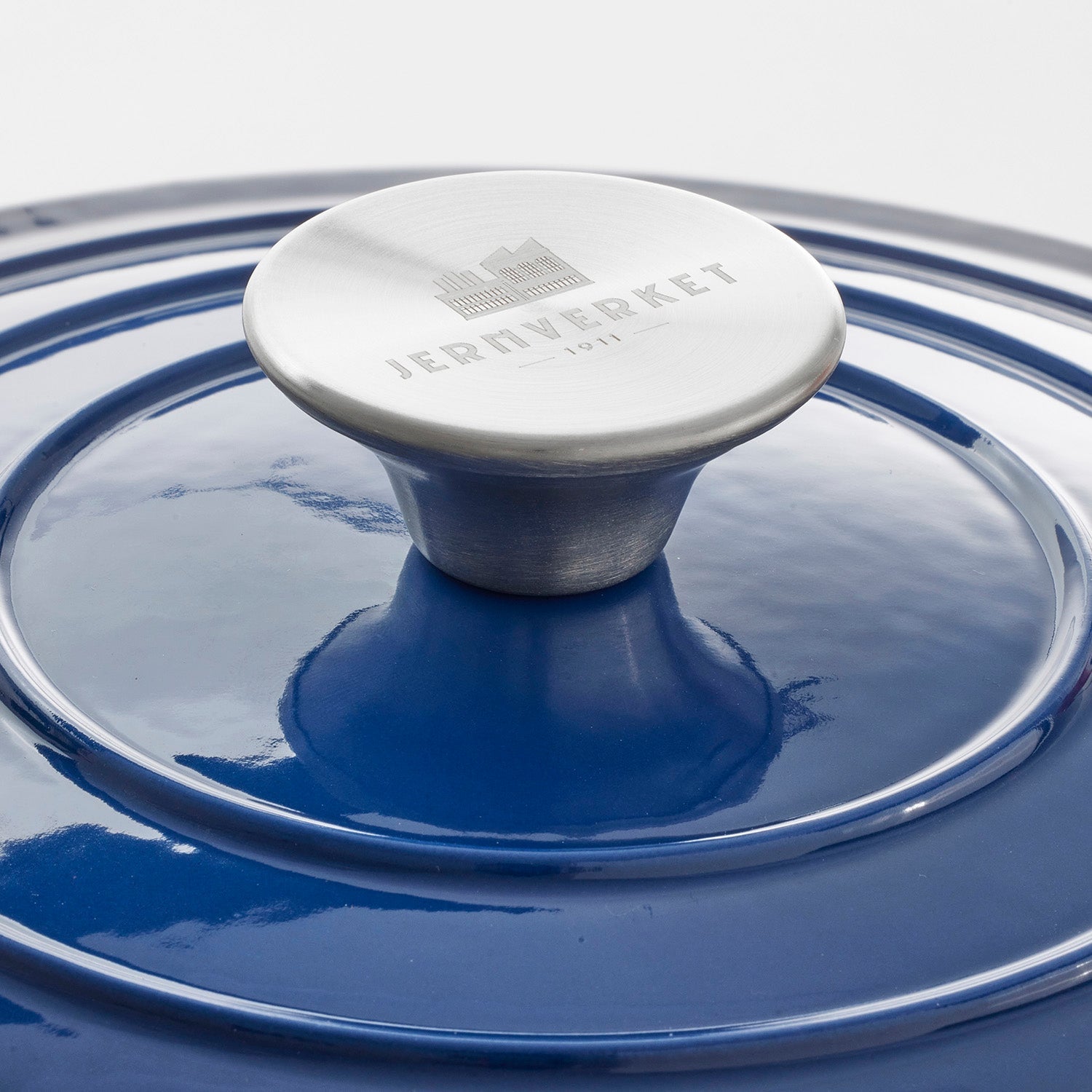 Marmite en fonte avec couvercle, 4,2 litres, 24 cm de diamètre, Bleu Brise