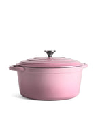 Marmite en fonte avec couvercle, 7 litres, 29 cm de diamètre, Rose Rétro