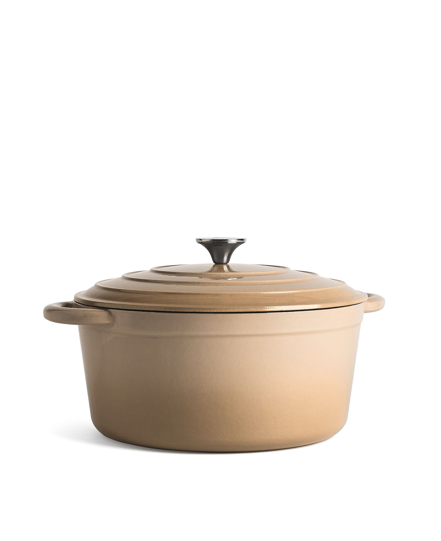 Cocotte en fonte avec couvercle, 7 litres, 29 cm de diamètre, blanc crème