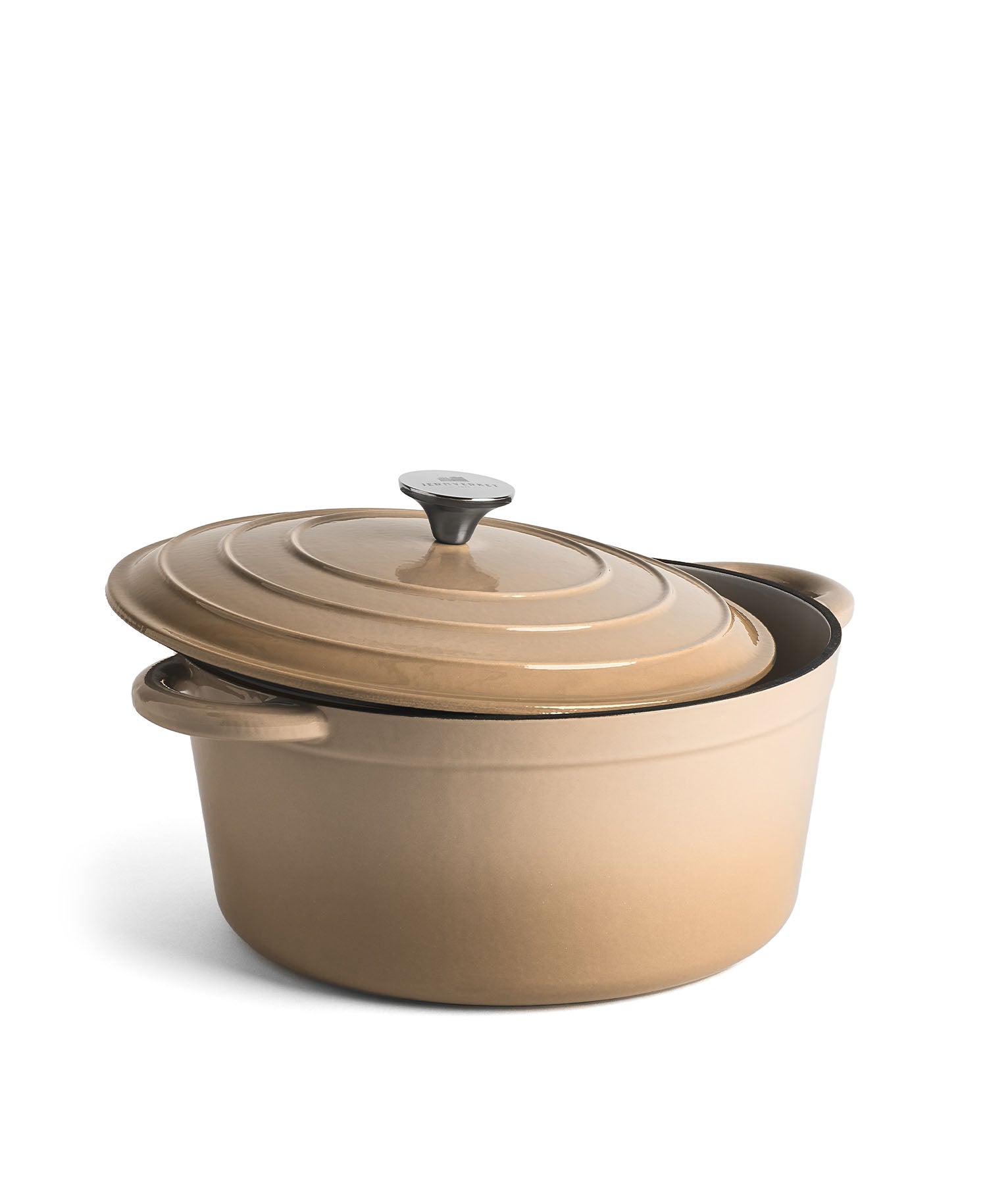 Cocotte en fonte avec couvercle, 7 litres, 29 cm de diamètre, blanc crème