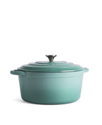 Cocotte en fonte avec couvercle, 7 litres, 29 cm de diamètre, vert rétro
