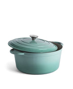 Cocotte en fonte avec couvercle, 7 litres, 29 cm de diamètre, vert rétro