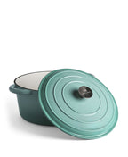 Cocotte en fonte avec couvercle, 7 litres, 29 cm de diamètre, vert rétro