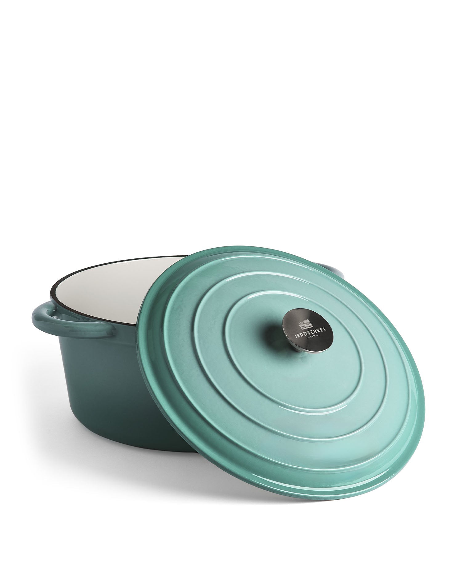 Cocotte en fonte avec couvercle, 7 litres, 29 cm de diamètre, vert rétro