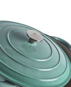 Cocotte en fonte avec couvercle, 7 litres, 29 cm de diamètre, vert rétro