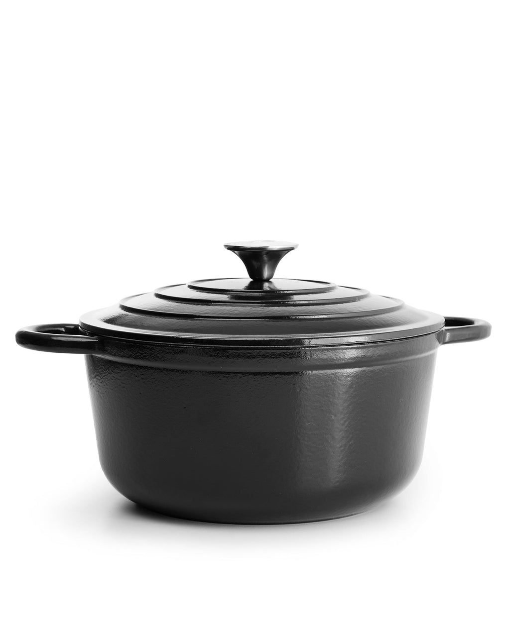 Marmite en fonte avec couvercle, 4,2 litres, 24 cm de diamètre, Noir mat