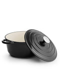 Marmite en fonte avec couvercle, 4,2 litres, 24 cm de diamètre, Noir mat