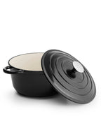 Marmite en fonte avec couvercle, 4,2 litres, 24 cm de diamètre, Noir mat