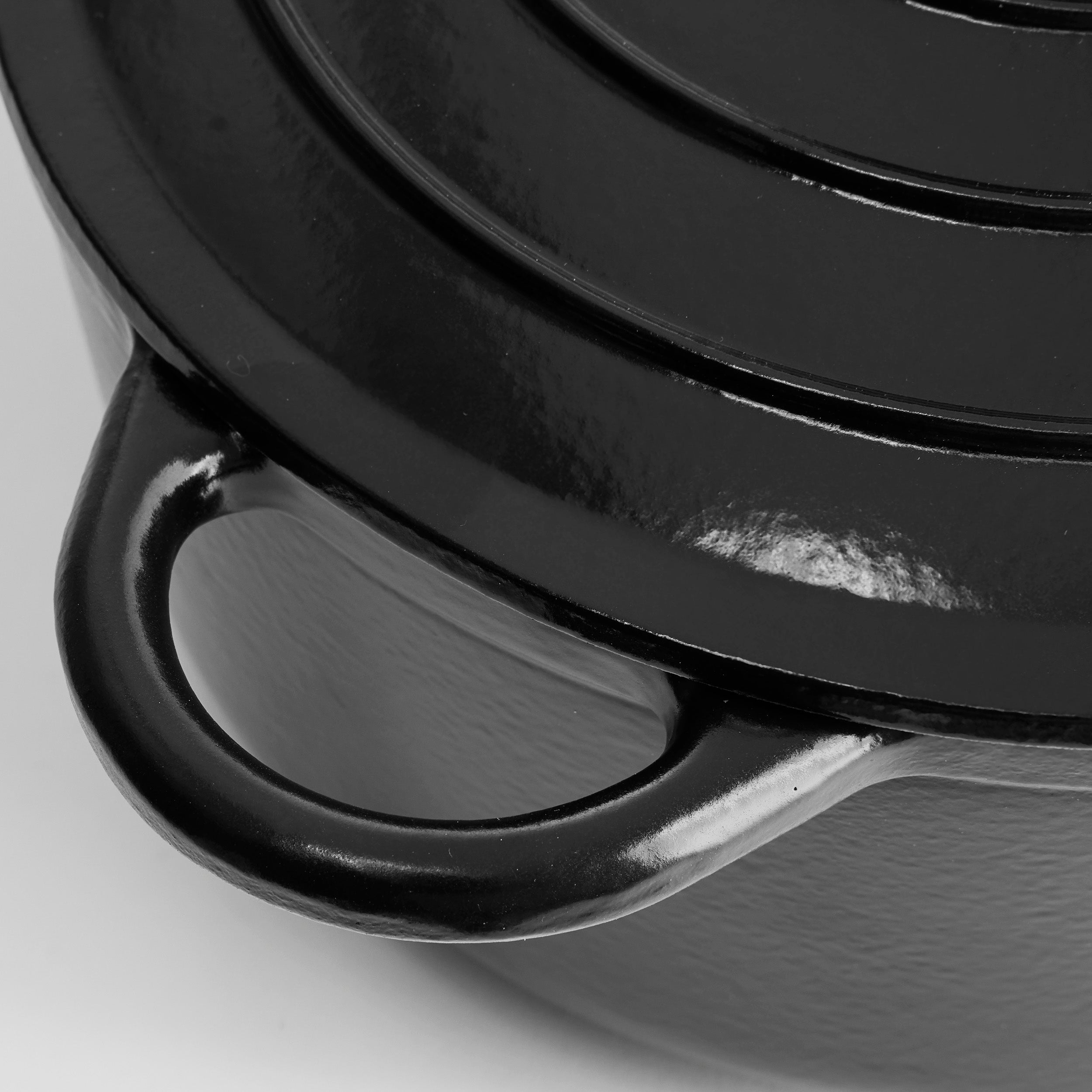 Marmite en fonte avec couvercle, 4,2 litres, 24 cm de diamètre, Noir mat