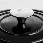 Marmite en fonte avec couvercle, 4,2 litres, 24 cm de diamètre, Noir mat