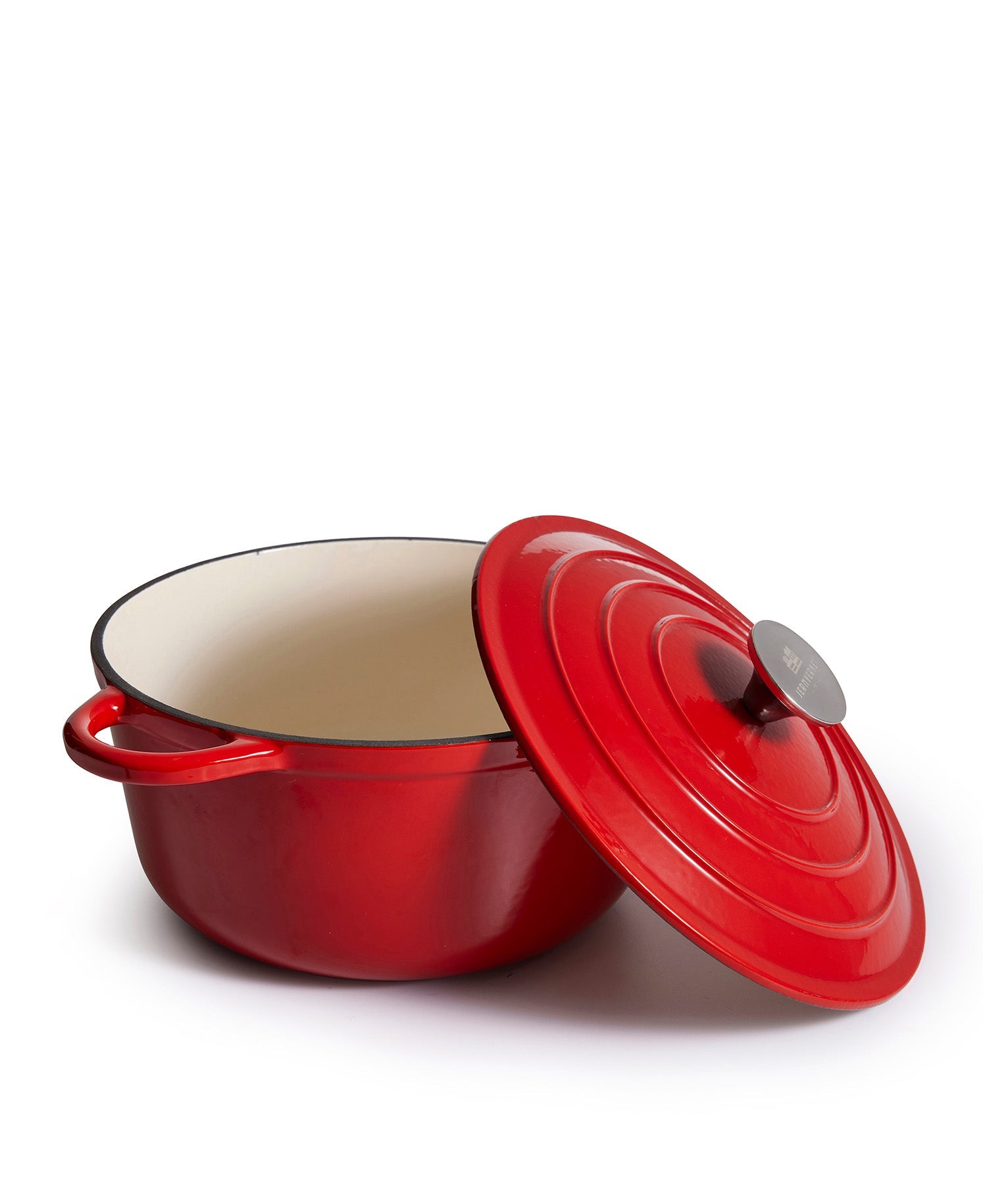 Cocotte en fonte avec couvercle, 4,2 Litres, 24 cm de diamètre, Rouge Sang