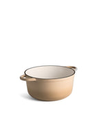 Cocotte en fonte avec couvercle, 4,2 litres, 24 cm de diamètre, crème