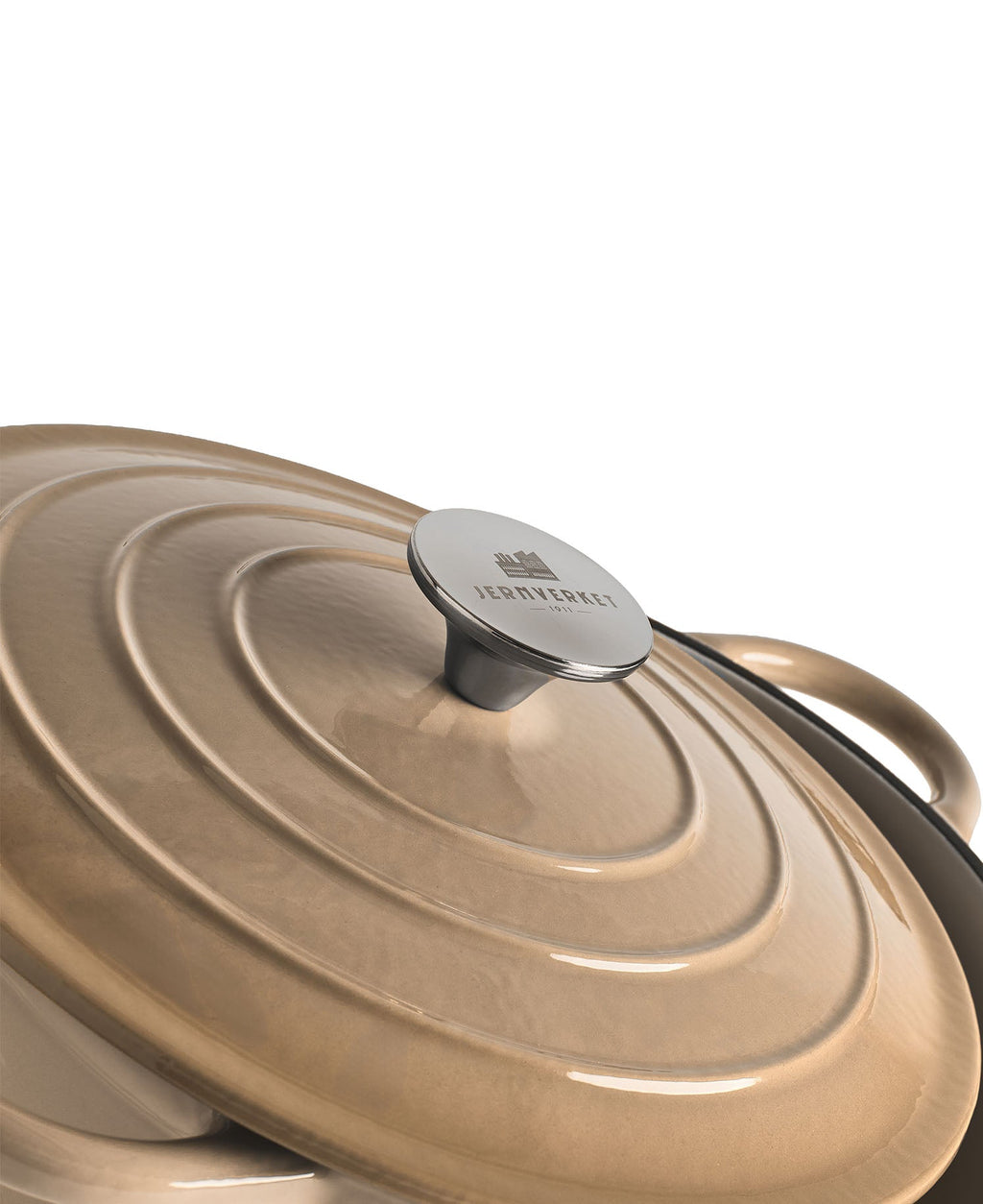 Cocotte en fonte avec couvercle, 4,2 litres, 24 cm de diamètre, crème