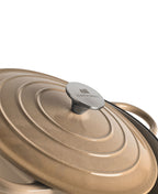 Cocotte en fonte avec couvercle, 4,2 litres, 24 cm de diamètre, crème