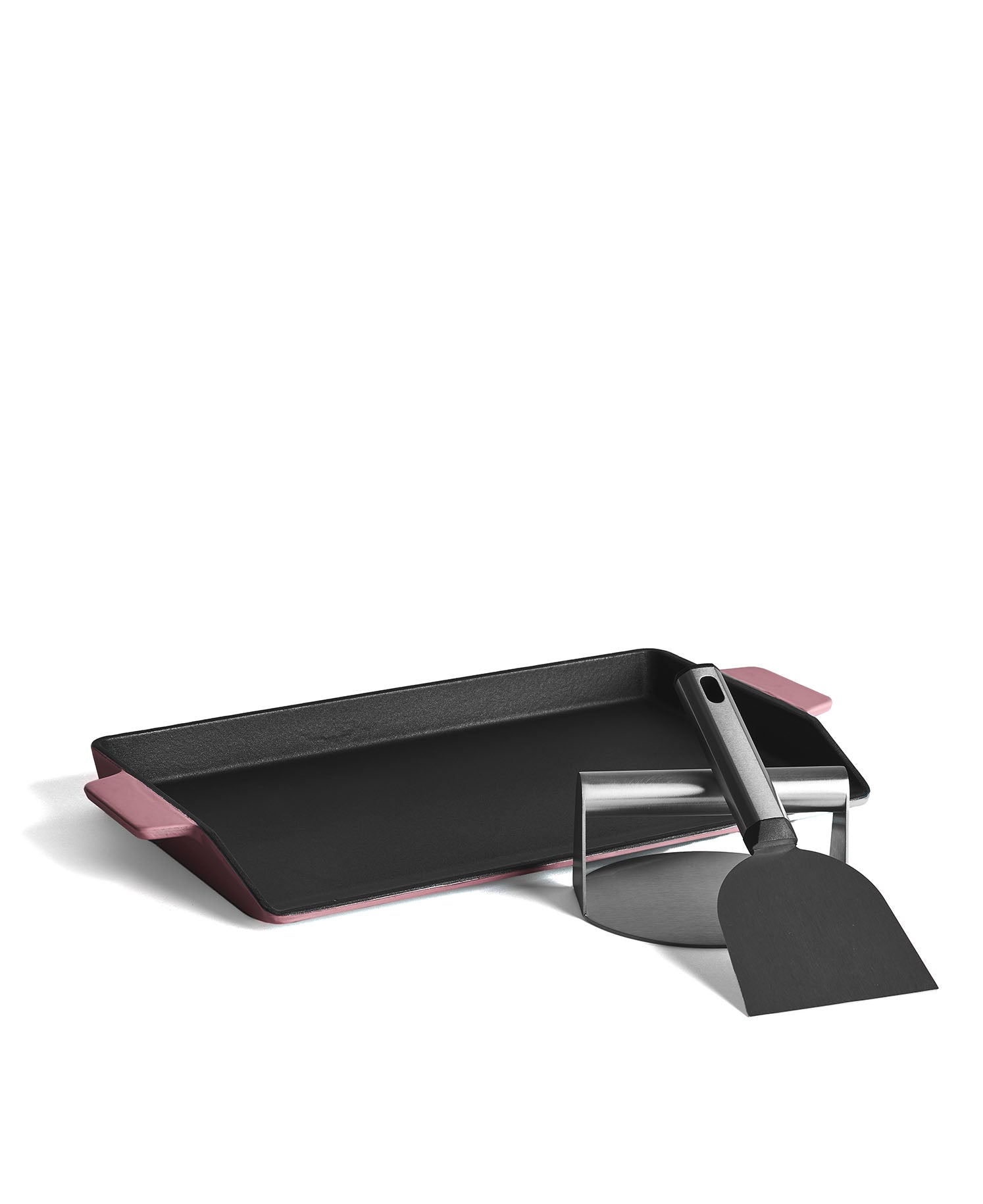 Kit Plancha en Fonte Burger & Grill Rose 40x25 cm