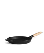 Poêle en fonte 28 cm de diamètre Noire avec Manche en Bois