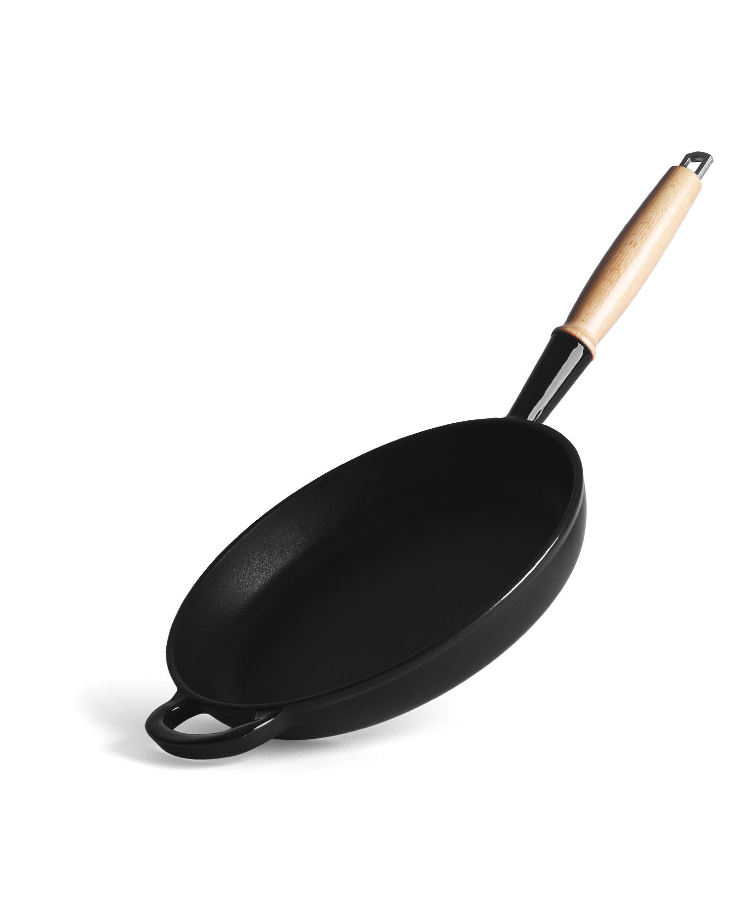 Poêle en fonte 28 cm de diamètre Noire avec Manche en Bois