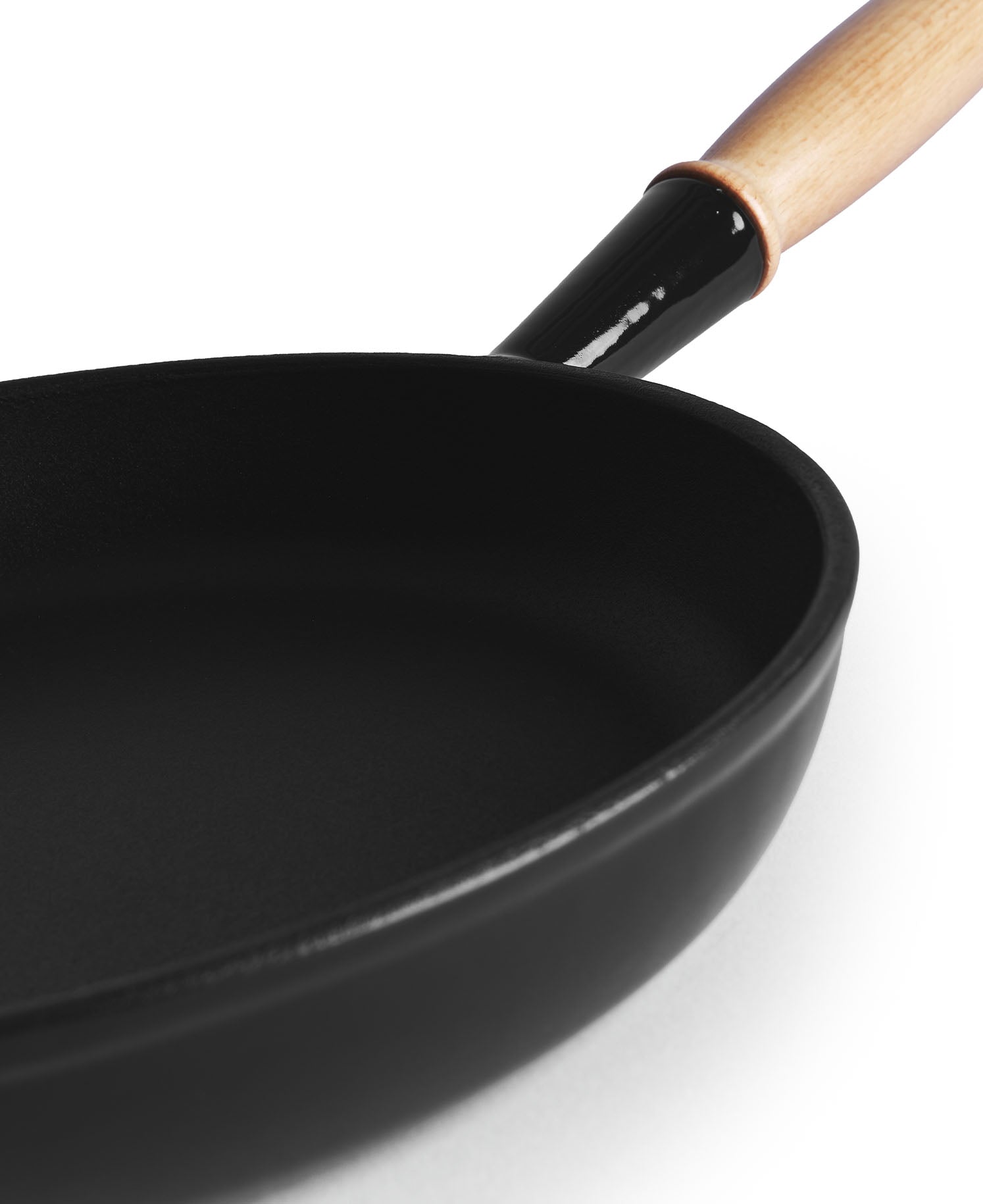 Poêle en fonte 28 cm de diamètre Noire avec Manche en Bois