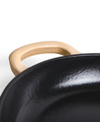 Poêle en fonte 28 cm de diamètre Blanc Crème avec Manche en Bois