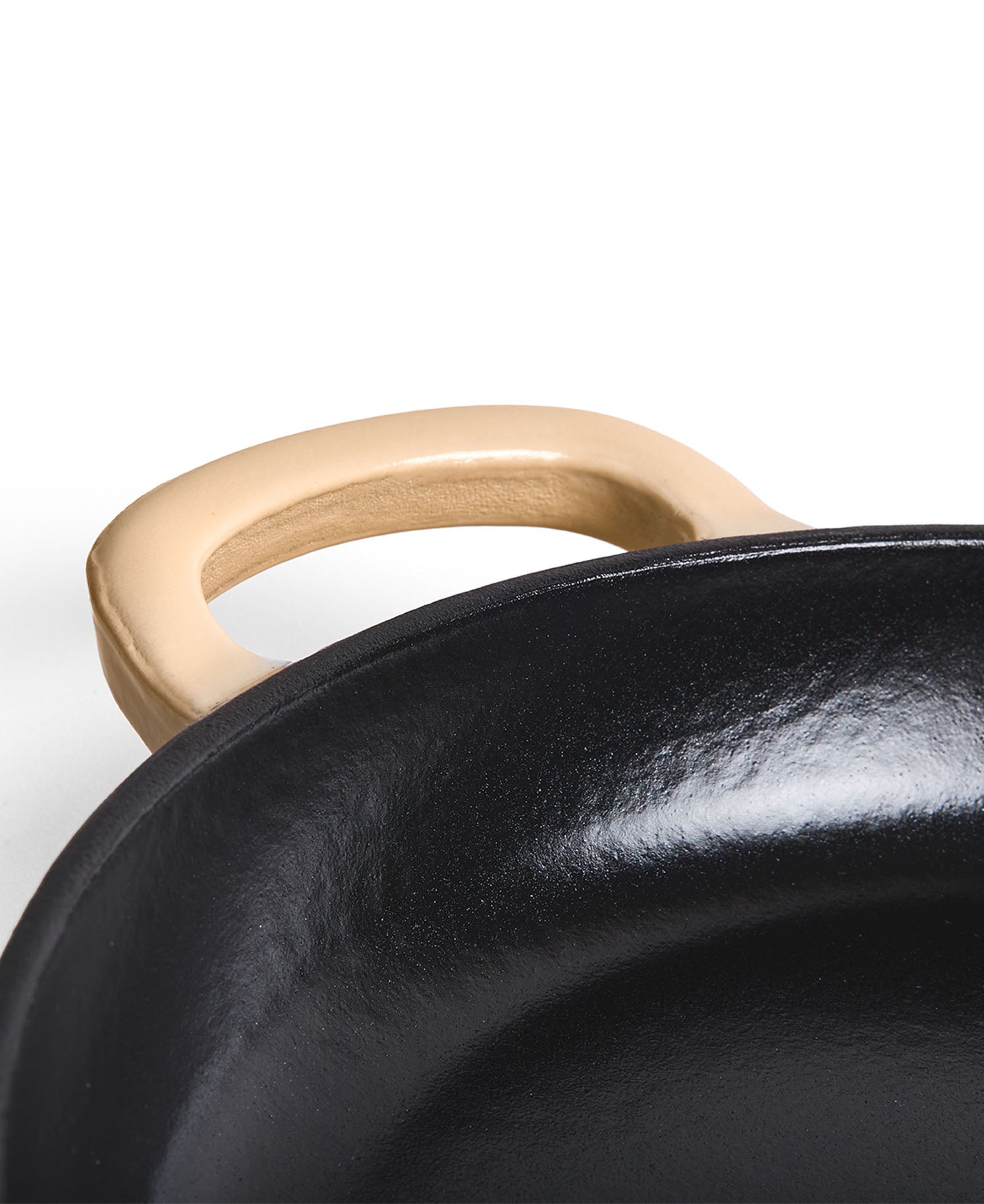 Poêle en fonte 28 cm de diamètre Blanc Crème avec Manche en Bois