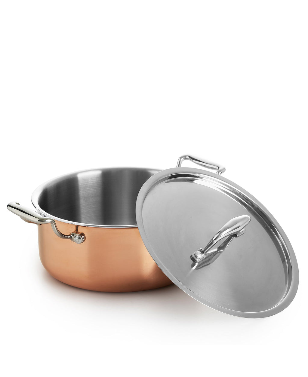 Casserole en cuivre avec couvercle 22 cm de diamètre