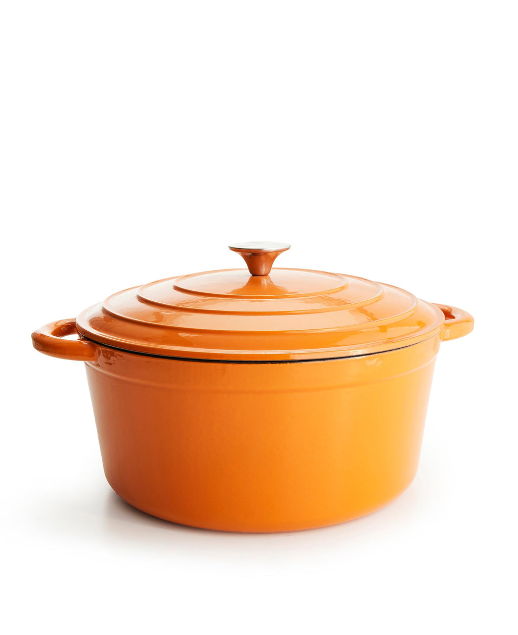 Marmite en fonte avec couvercle, 7 litres, 29 cm de diamètre, Orange