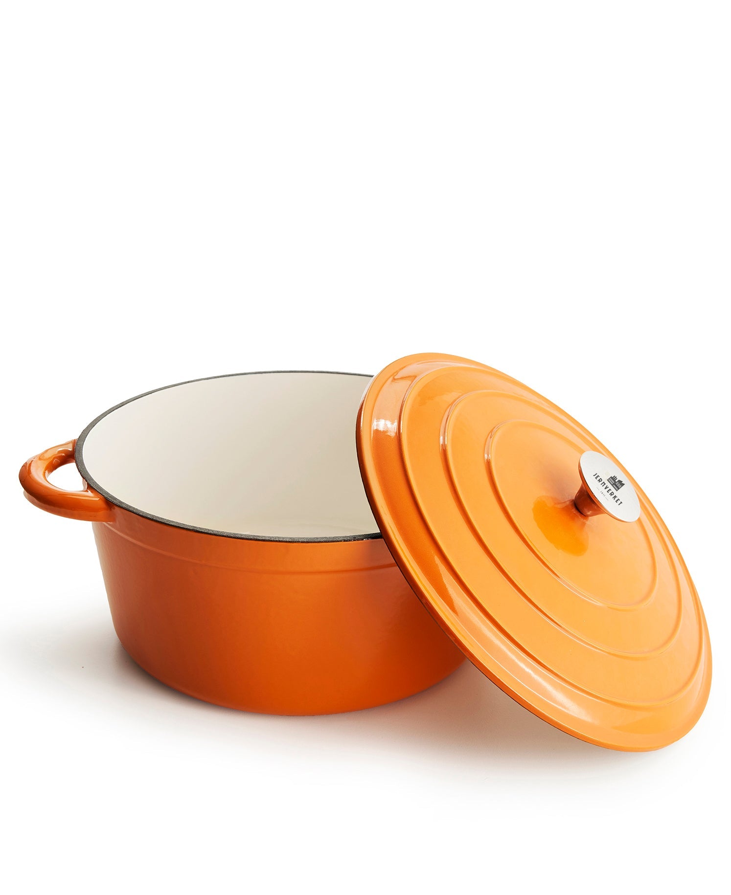 Marmite en fonte avec couvercle, 7 litres, 29 cm de diamètre, Orange