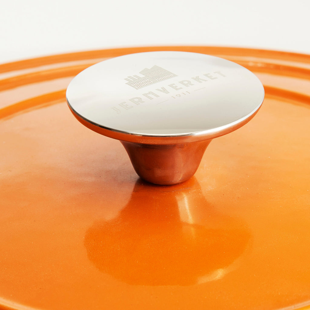 Marmite en fonte avec couvercle, 7 litres, 29 cm de diamètre, Orange