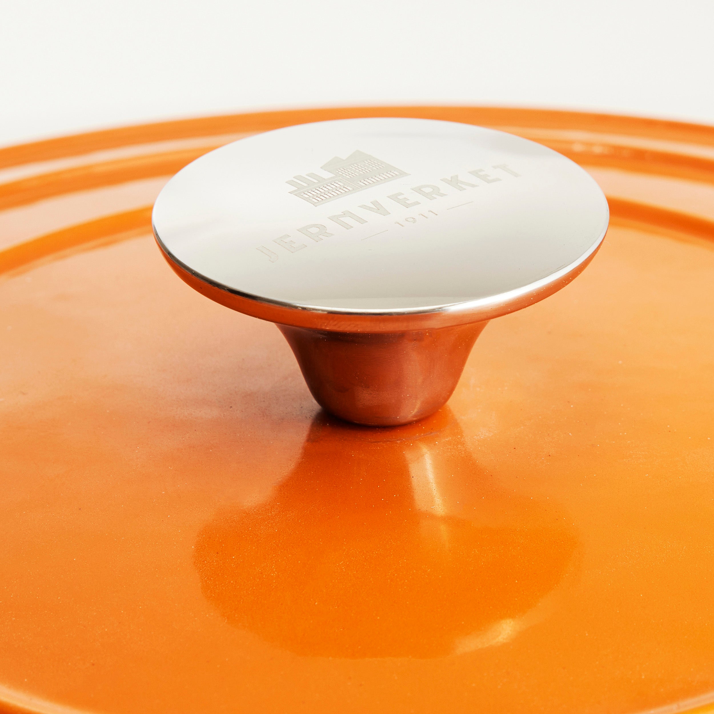 Marmite en fonte avec couvercle, 7 litres, 29 cm de diamètre, Orange